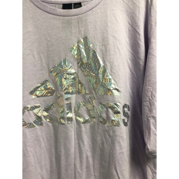 Adidas Oversized Size Medium Women's T-Shirt Holographic Logo - Picture 2 of 3